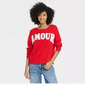 Amour Red Graphic Sweater Size XXL